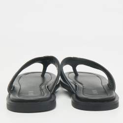 Dior Black Oblique Jacquard and Leather Alias Flat Thong Sandals Size 41