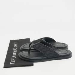 Dior Black Oblique Jacquard and Leather Alias Flat Thong Sandals Size 41
