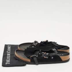 Dior X Birkenstock Milano Black Suede and Nubuck Buckle Slingback Sandals Size 47