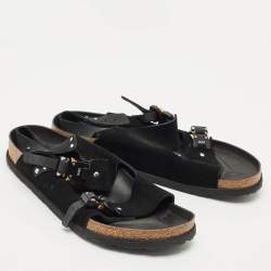 Dior X Birkenstock Milano Black Suede and Nubuck Buckle Slingback Sandals Size 47