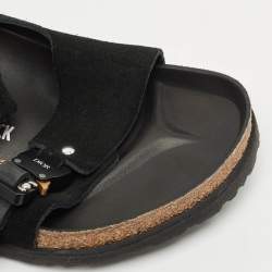 Dior X Birkenstock Milano Black Suede and Nubuck Buckle Slingback Sandals Size 47