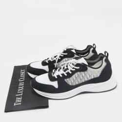 Dior Black/White Suede and Oblique Mesh B25 Sneakers Size 43