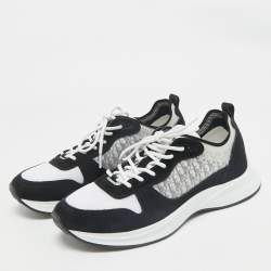 Dior Black/White Suede and Oblique Mesh B25 Sneakers Size 43