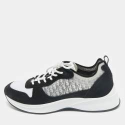 Dior Black/White Suede and Oblique Mesh B25 Sneakers Size 43
