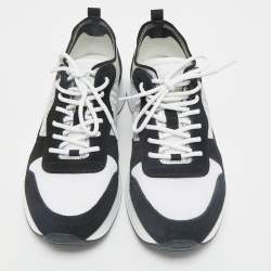 Dior Black/White Suede and Oblique Mesh B25 Sneakers Size 43
