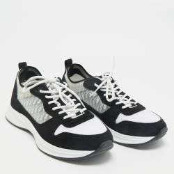 Dior Black/White Suede and Oblique Mesh B25 Sneakers Size 43