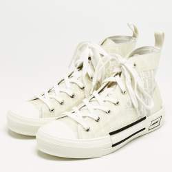 Dior White Oblique Mesh and Rubber B23 Sneakers Size 41