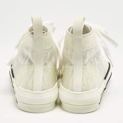 Dior White Oblique Mesh and Rubber B23 Sneakers Size 41