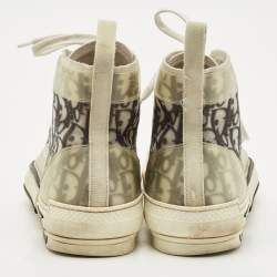 Dior White/Grey Oblique Mesh And PVC B23 High Top Sneakers Size 41