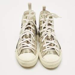 Dior White/Grey Oblique Mesh And PVC B23 High Top Sneakers Size 41
