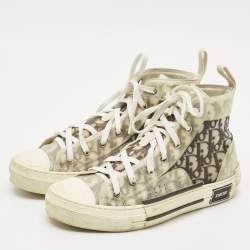Dior White/Grey Oblique Mesh And PVC B23 High Top Sneakers Size 41
