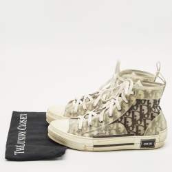 Dior White/Grey Oblique Mesh And PVC B23 High Top Sneakers Size 41