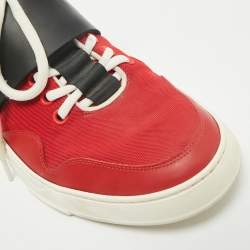Dior Red/Black Canvas and Leather Low Top Sneakers Size 39