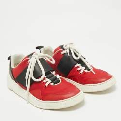 Dior Red/Black Canvas and Leather Low Top Sneakers Size 39