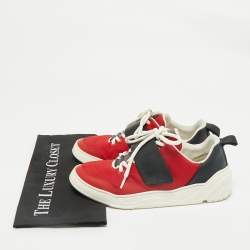 Dior Red/Black Canvas and Leather Low Top Sneakers Size 39
