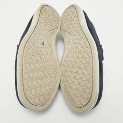 Dior Navy Blue Suede/Beige and Oblique Jacquard Granville Loafers Size 41.5