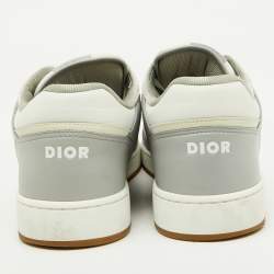Dior White/Grey Leather and Oblique Fabric B27 Low Top Sneakers Size 45