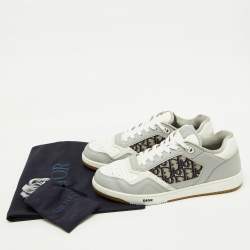 Dior White/Grey Leather and Oblique Fabric B27 Low Top Sneakers Size 45