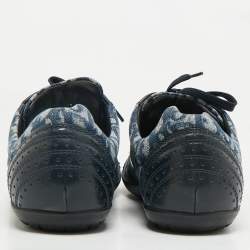 Pre Owned Dior Blue Oblique Canvas and Leather Low Top Sneakers Size 42