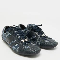 Pre Owned Dior Blue Oblique Canvas and Leather Low Top Sneakers Size 42