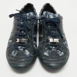 Pre Owned Dior Blue Oblique Canvas and Leather Low Top Sneakers Size 42