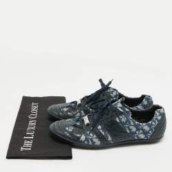 Pre Owned Dior Blue Oblique Canvas and Leather Low Top Sneakers Size 42