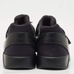 Pre Owned Dior Black Brogue Leather and Mesh Low Top Sneakers Size 42