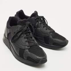 Pre Owned Dior Black Brogue Leather and Mesh Low Top Sneakers Size 42