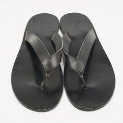 Pre Owned Dior Black Leather Thong Flat Sandals Size 45
