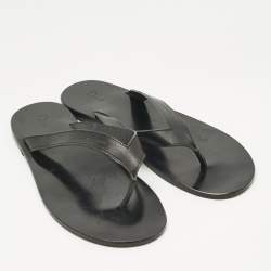 Pre Owned Dior Black Leather Thong Flat Sandals Size 45