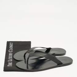 Pre Owned Dior Black Leather Thong Flat Sandals Size 45