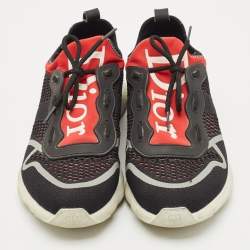 Pre Owned Dior Black/Red Knit Fabric and Neoprene B21 Sneakers Size 42