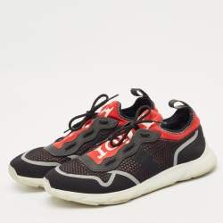 Pre Owned Dior Black/Red Knit Fabric and Neoprene B21 Sneakers Size 42
