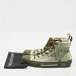 Pre Owned Dior Green Oblique Mesh and Rubber B23 Sneakers Size 44