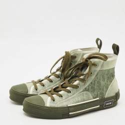 Pre Owned Dior Green Oblique Mesh and Rubber B23 Sneakers Size 44
