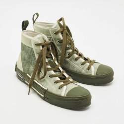 Pre Owned Dior Green Oblique Mesh and Rubber B23 Sneakers Size 44