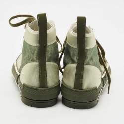 Pre Owned Dior Green Oblique Mesh and Rubber B23 Sneakers Size 44