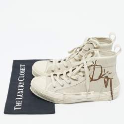 Pre Owned Dior Cream Mesh And Rubber B23 High Top Sneakers Size 41