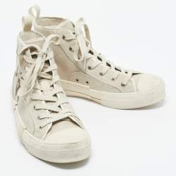 Pre Owned Dior Cream Mesh And Rubber B23 High Top Sneakers Size 41