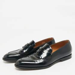 Pre Owned Dior Black Patent Leather Penny Loafers Size 41.5