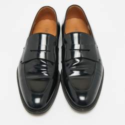 Pre Owned Dior Black Patent Leather Penny Loafers Size 41.5