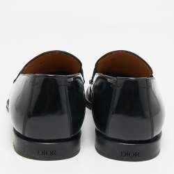 Pre Owned Dior Black Patent Leather Penny Loafers Size 41.5
