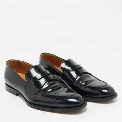 Pre Owned Dior Black Patent Leather Penny Loafers Size 41.5