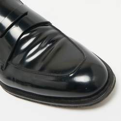 Pre Owned Dior Black Patent Leather Penny Loafers Size 41.5