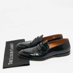 Pre Owned Dior Black Patent Leather Penny Loafers Size 41.5