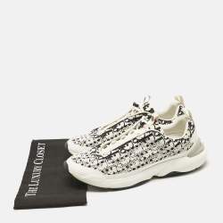 Pre Owned Dior White/Black Oblique Cannage Neoprene and Rubber B24 Low Top Sneakers Size 46