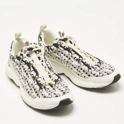 Pre Owned Dior White/Black Oblique Cannage Neoprene and Rubber B24 Low Top Sneakers Size 46