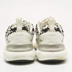 Pre Owned Dior White/Black Oblique Cannage Neoprene and Rubber B24 Low Top Sneakers Size 46