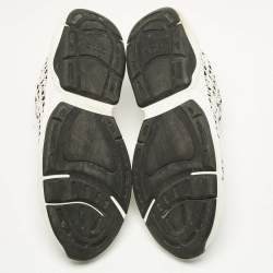 Pre Owned Dior White/Black Oblique Cannage Neoprene and Rubber B24 Low Top Sneakers Size 46