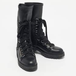 Pre Owned Dior Black Leather D- Fight Combat Boots Size 40